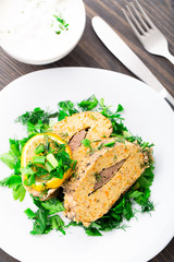 Stuffed fish on plate