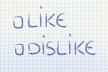 like vs dislike multiple choice test