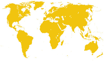 Yellow Detailed World Map