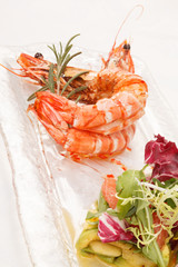 shrimps with salad