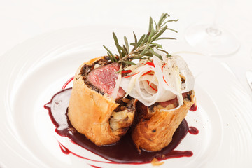 Fillet Wellington with fresh herbs