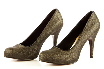 Fototapeta premium High heel women shoes on white background