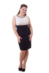 Fototapeta premium Pretty woman in dress and high heees full length