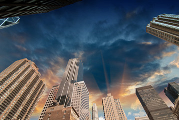 New York City. Wonderful upward view of Manhattan Skycrapers