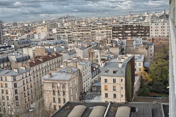 Aerial view of Paris on a winter morning