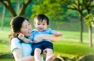 Asian mother and baby