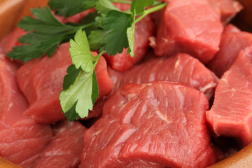 Raw beef meat close up