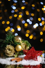 Beautiful Christmas composition on table on bright background