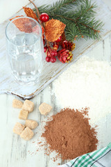 Cooking Christmas cookies on wooden table
