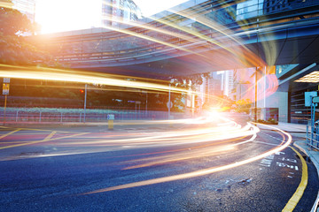 traffic in Hong Kong at night