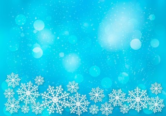 Holiday blue background with snowflakes. Vector illustration.