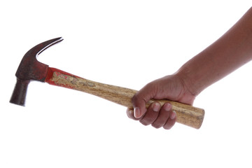 Handle hammer on white background.