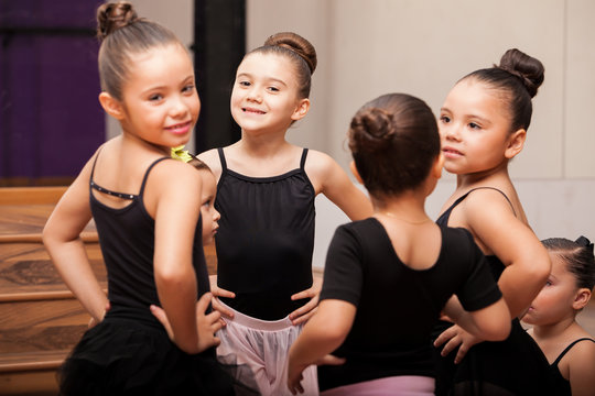 Happy Little Girls In Ballet Class