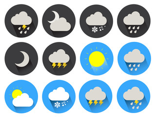 round flat icons set 2 weather