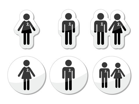Man and woman, people with awareness ribbons icons