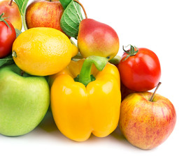 fruits and vegetables isolated on white background