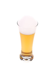 Top view of full beer glass.