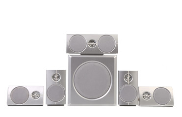 Set of gray sound speakers.