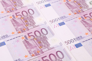 Close up of five hundred bills.