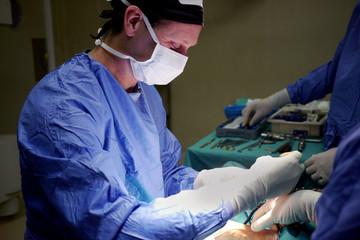 doctor operating in a hospital