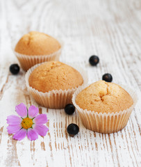 Muffin and black currants