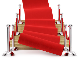 red carpet rolling down the stairs