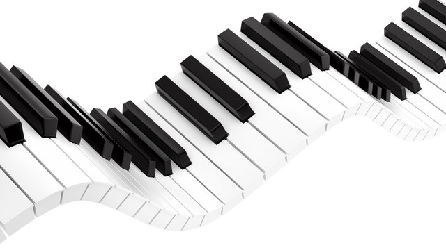 render of wavy piano keyboard