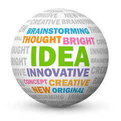 "IDEA" Tag Cloud Globe (innovation solutions problem ideas)