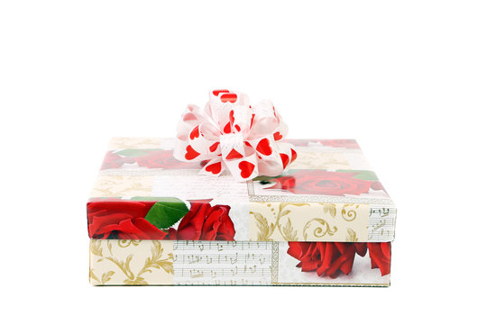 Colorful gift box with ribbon.