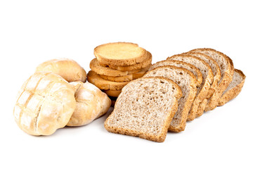 Fototapeta premium fresh buns, crackers and sliced bread