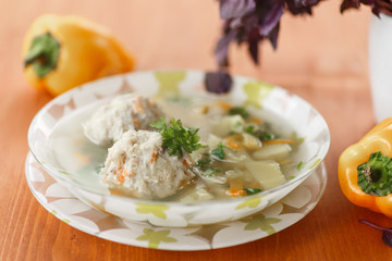 Meatball soup with vegetables