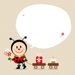 Ladybug Bouquet Handcart Gift Cake Speechbubble Beige