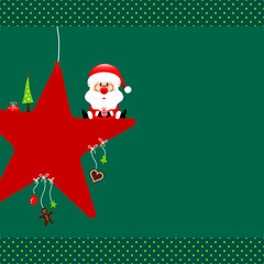 Santa Glasses On Red Star & Symbols Green Dots