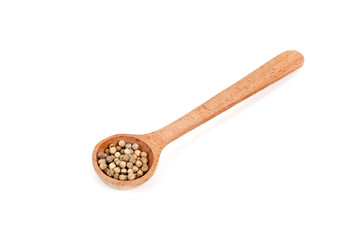 white pepper in wooden spoon