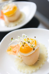 Dessert on the white plate