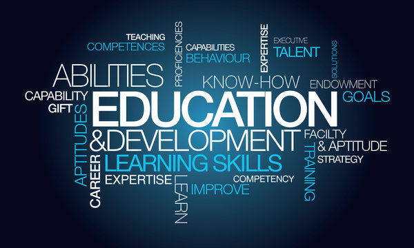 Education development word text tag cloud image