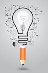 Business strategy plan concept idea, Light bulb with pencil