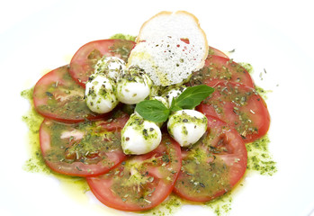 salad of arugula and tomato meat