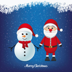 santa and snowman winter snowy background