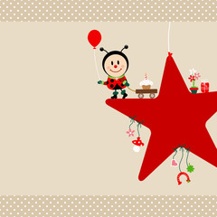 Ladybug Balloon Star & Symbols Beige