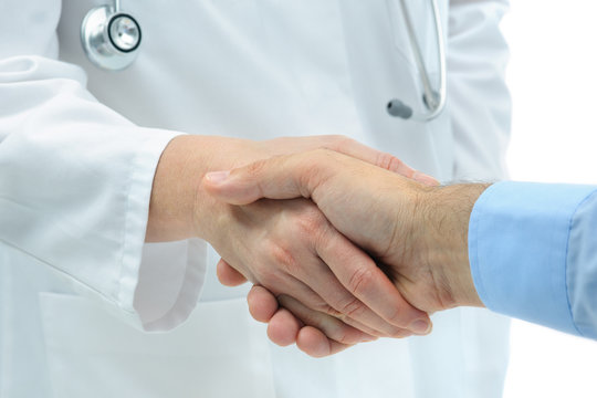 Handshake with patient