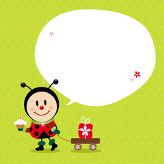 Ladybug Cake Handcart Gift Speechbubble Green