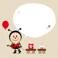 Ladybug Balloon Handcart Gift Cake Speechbubble Beige