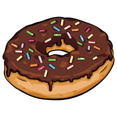 vector cartoon donut with chocolate icing