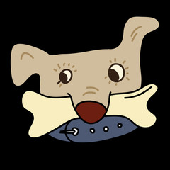 Portrait of a dog that keeps bone.