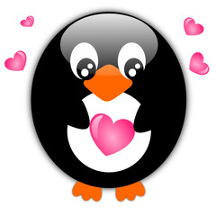 Cute penguin with hearts