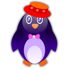 Cartoon penguin with winter hat