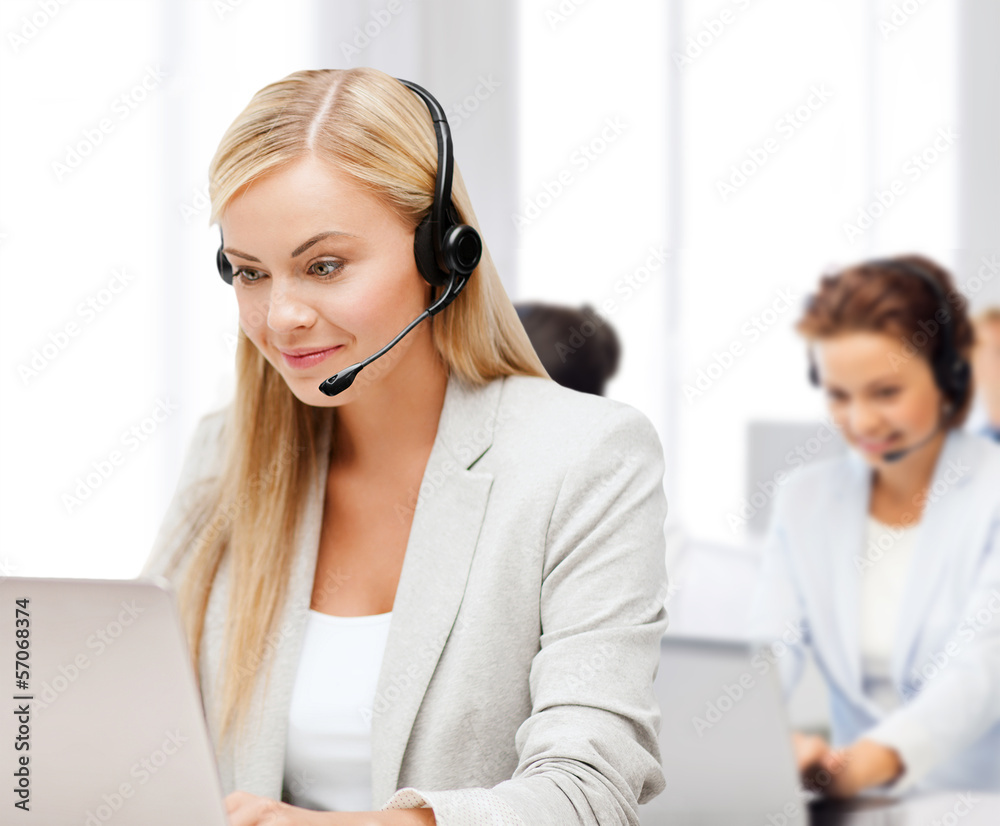 Wall mural friendly female helpline operator