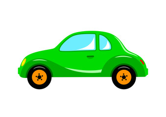 Green car on white background