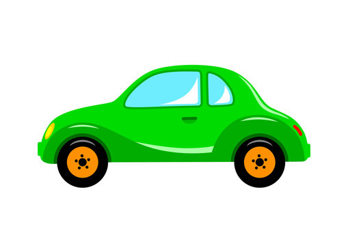 Green Car On White Background